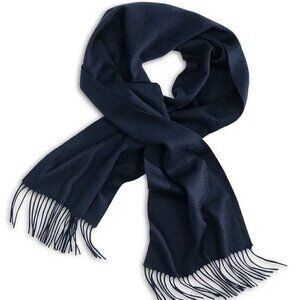 NEW Cashmere Counter 100% Cashmere Navy Midnight Blue Fringe Scarf Unisex